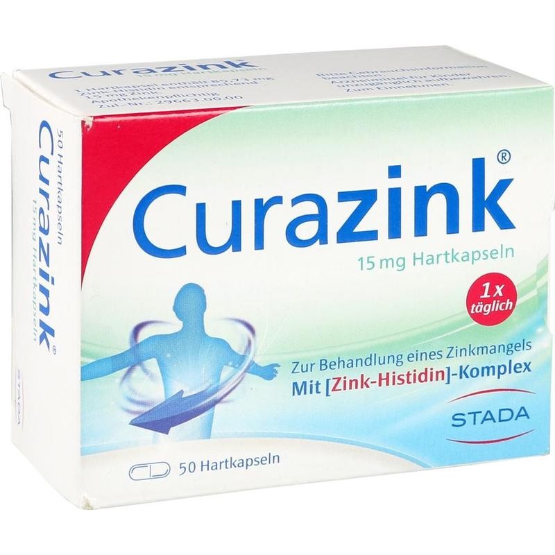 Curazink Hartkapseln mit Zink-Histidin – 15 mg Zink, 1× täglich