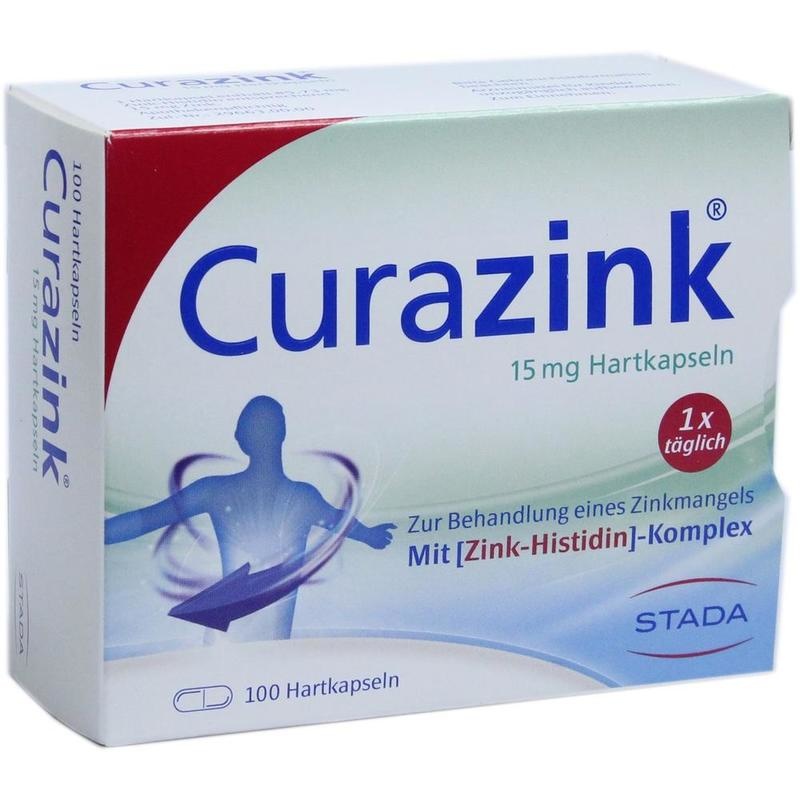 Curazink Hartkapseln mit Zink-Histidin – 15 mg Zink, 1× täglich