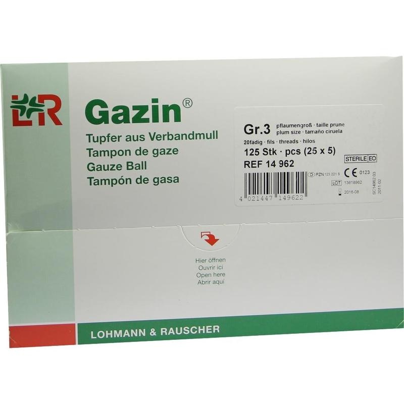 GAZIN Tupfer pflaum.steril 2+3 Schutzr.o.RK