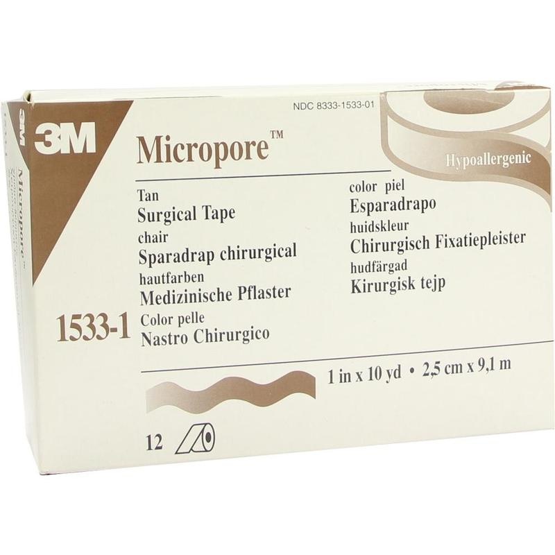 MICROPORE Vliespfl.2,5cmx9,1m haut 1533-1