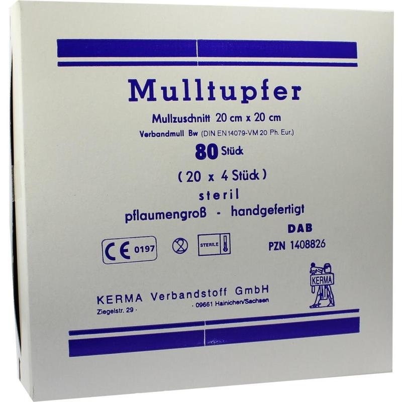 MULLTUPFER 20x20 cm pflaumengroß steril