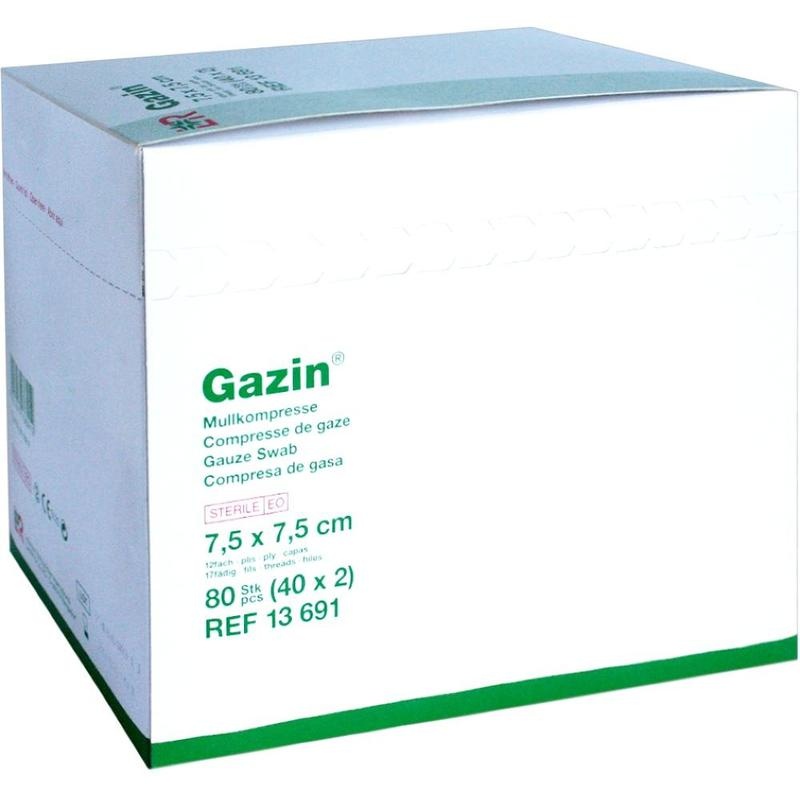 GAZIN Mullkomp.7,5x7,5 cm steril 12fach