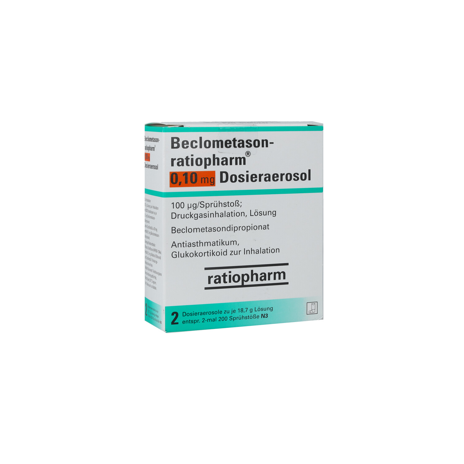 BECLOMETASON-ratiopharm 0,10mg Dosieraer.2x200 Hub