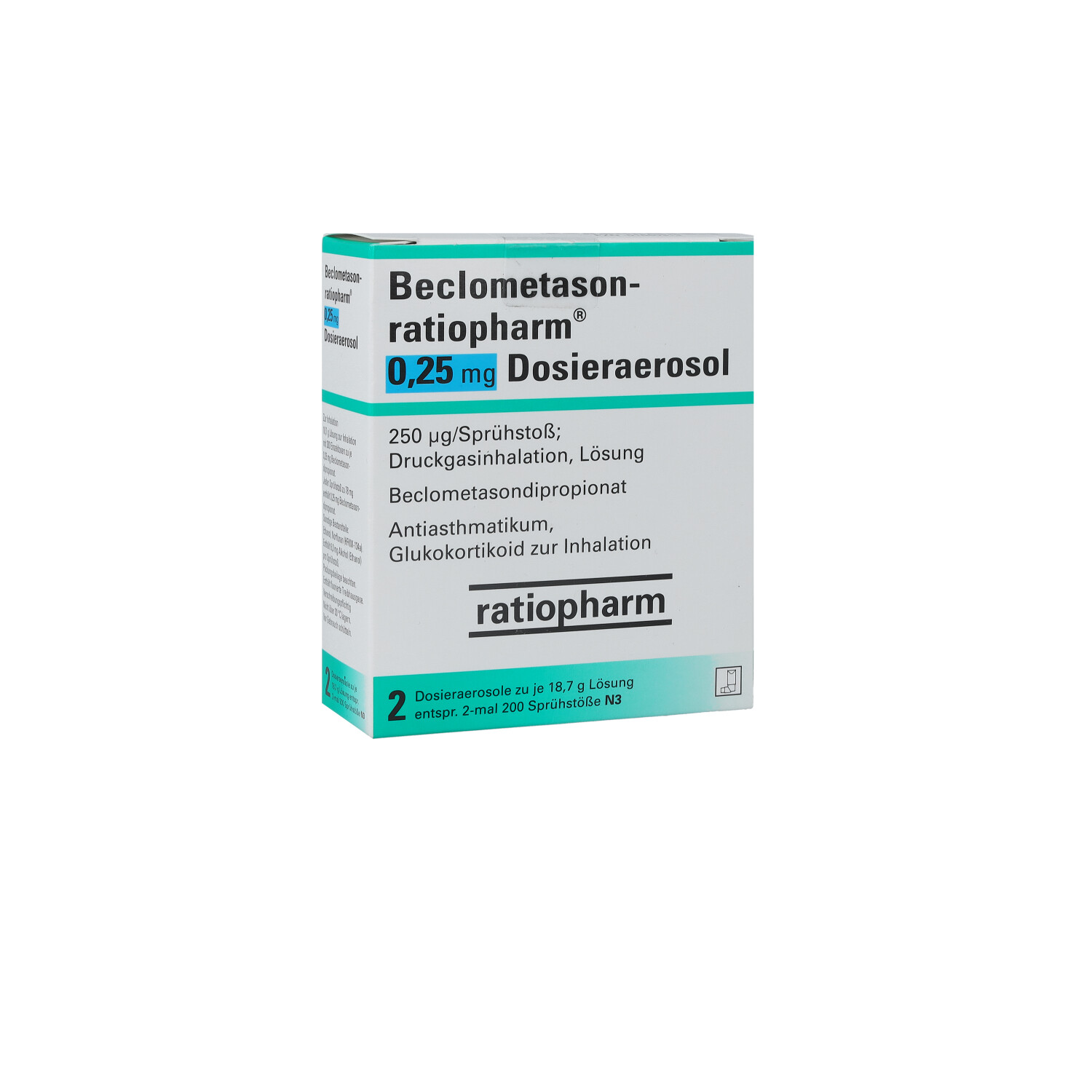 BECLOMETASON-ratiopharm 0,25mg Dosieraer.2x200 Hub