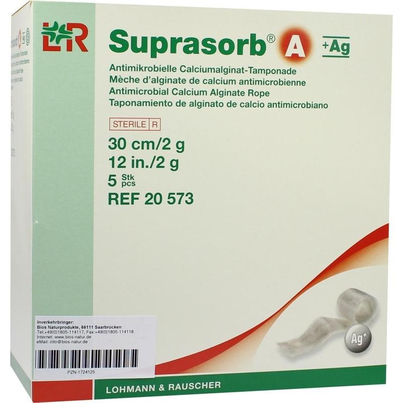 SUPRASORB A+Ag Antimik.Cal.Alginat Tamp.30 cm 2 g