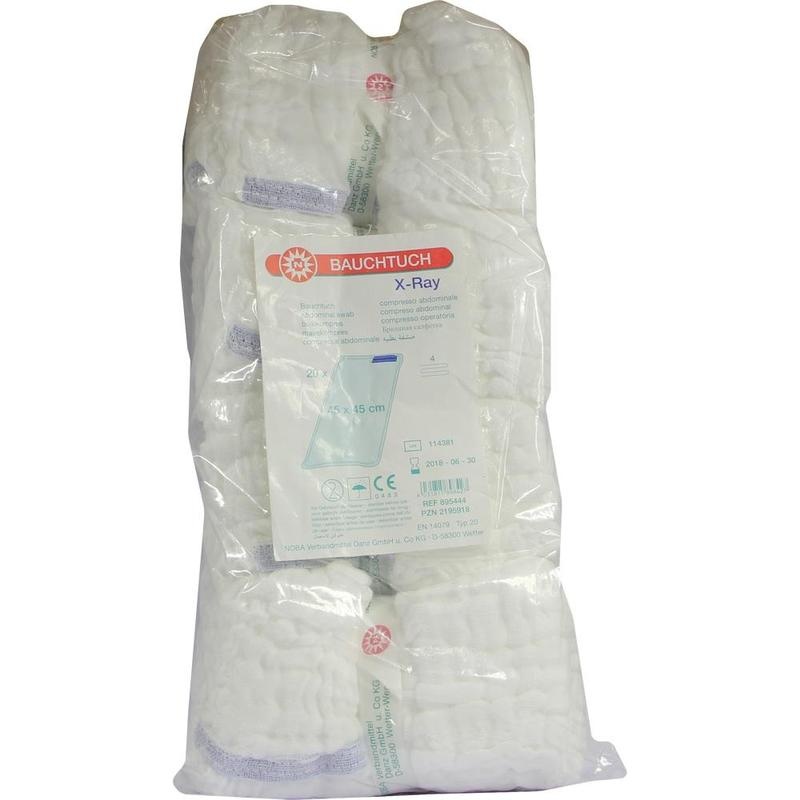 BAUCHTUCH unsteril 45x45cm 4fach weiß o.Schlaufe