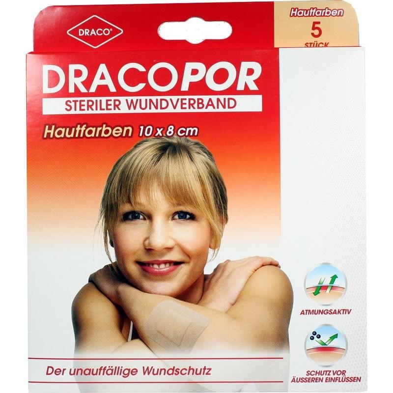 DRACOPOR Wundverband 8x10 cm steril hautfarben