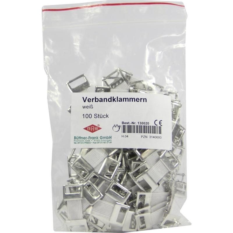 VERBANDKLAMMERN weiß mit Gummiband