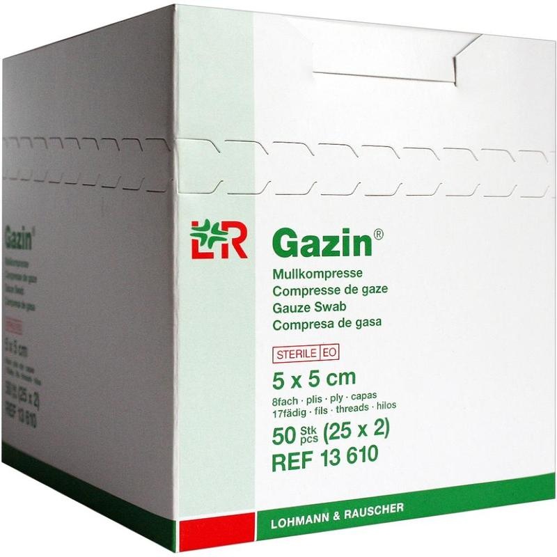 GAZIN Mullkomp.5x5 cm steril 8fach