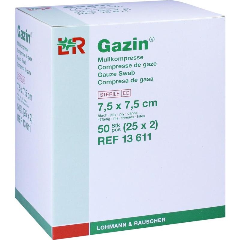GAZIN Mullkomp.7,5x7,5 cm steril 8fach
