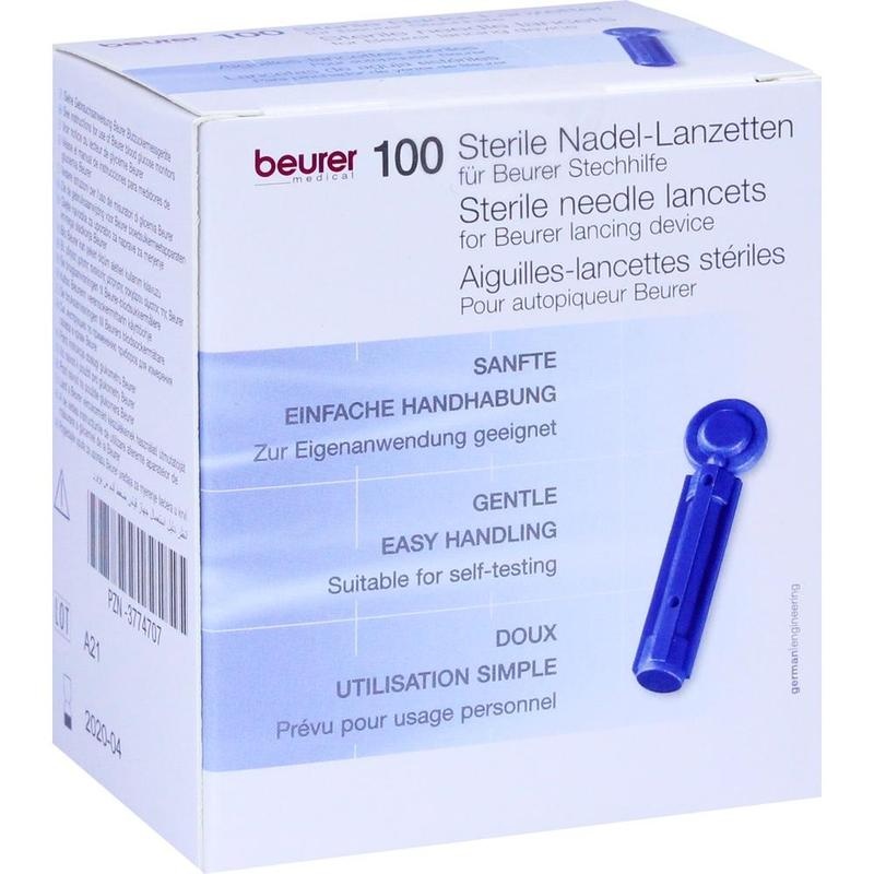 BEURER Nadellanzetten steril 28 G blau