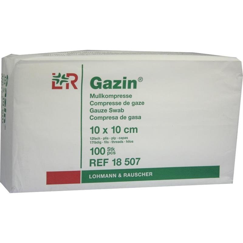 GAZIN Mullkomp.10x10 cm unsteril 12fach Op