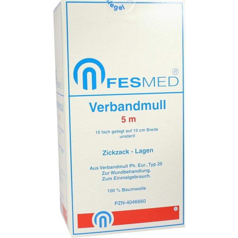 VERBANDMULL 5x1 m zickzack BW 20/100 unsteril