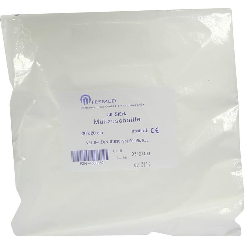 MULLZUSCHNITTE BW unsteril 20x20cm