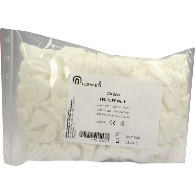 MULLTUPFER FES-TUPF Nr.9 9x9 cm unsteril 1lag.