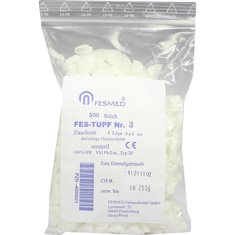 MULLTUPFER FES-TUPF Nr.3 4x4 cm unsteril 1lag.