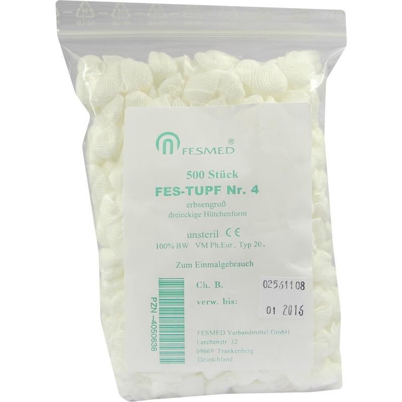 MULLTUPFER FES-TUPF Nr.4 4x4 cm unsteril 2lag.