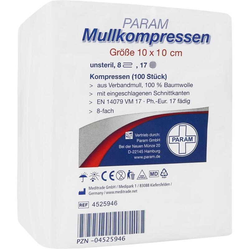 MULLKOMPRESSEN 10x10 cm unsteril 8fach