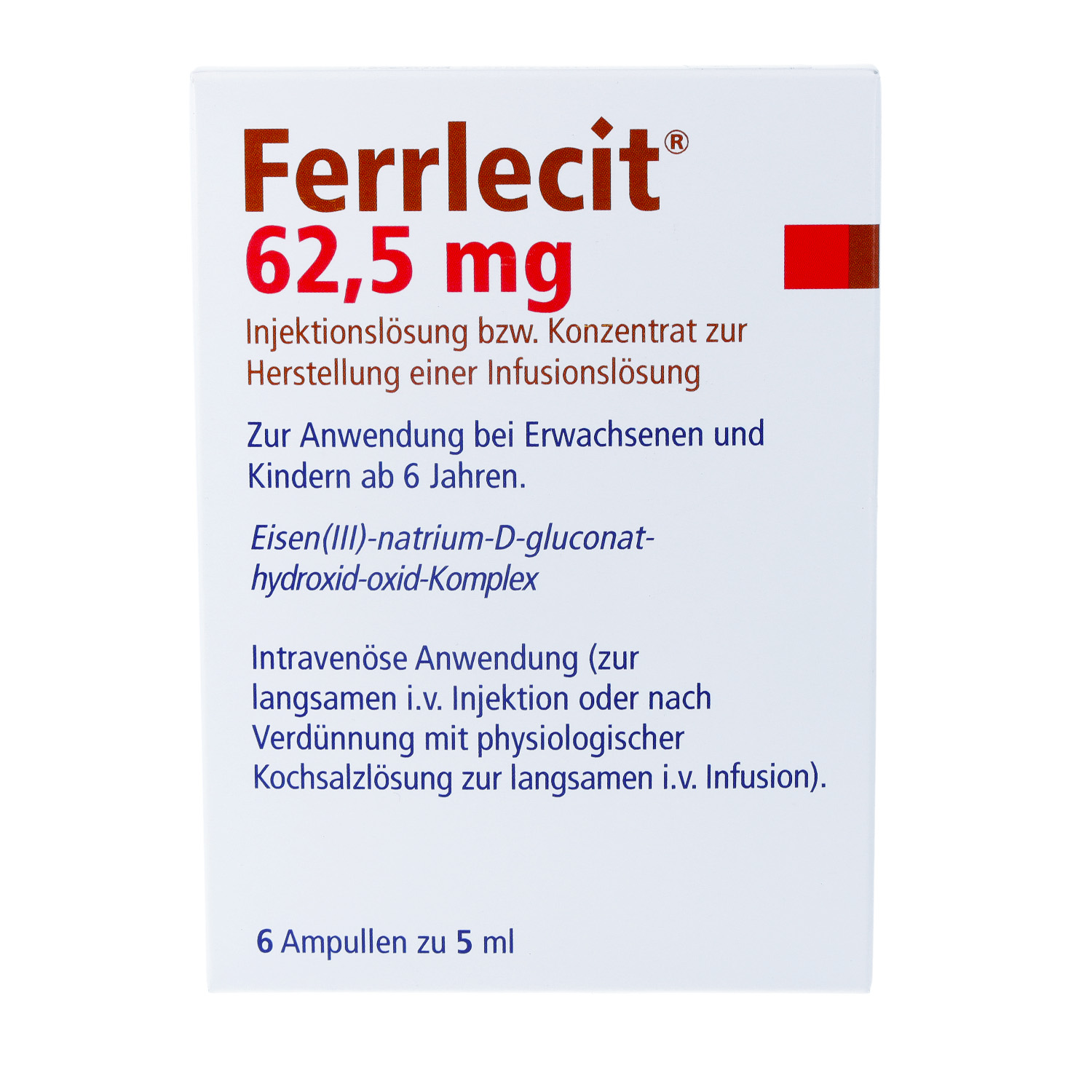 FERRLECIT 62,5 mg Inj.Lsg.bzw.Konz.Her.Inf.Lsg.Amp