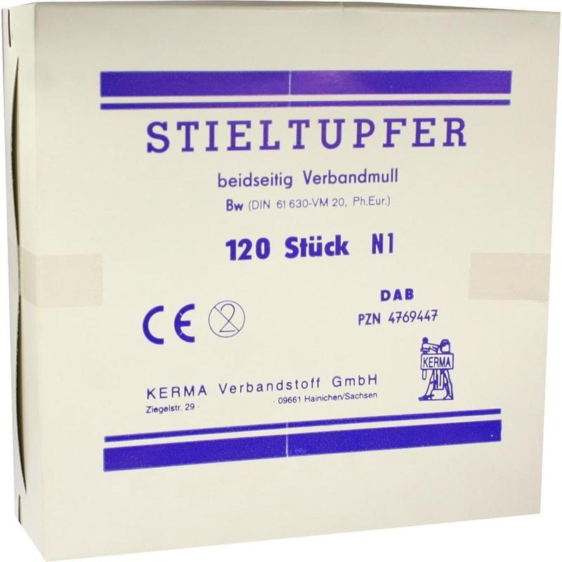 STIELTUPFER Holzstab beidseitig m.Mull unsteril