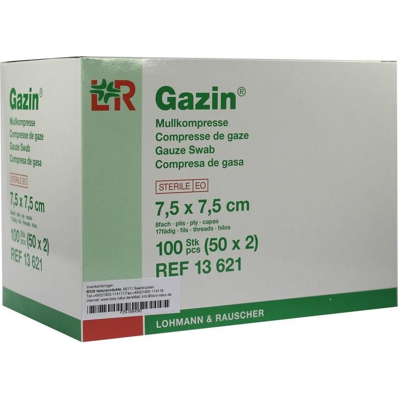GAZIN Mullkomp.7,5x7,5 cm steril 8fach