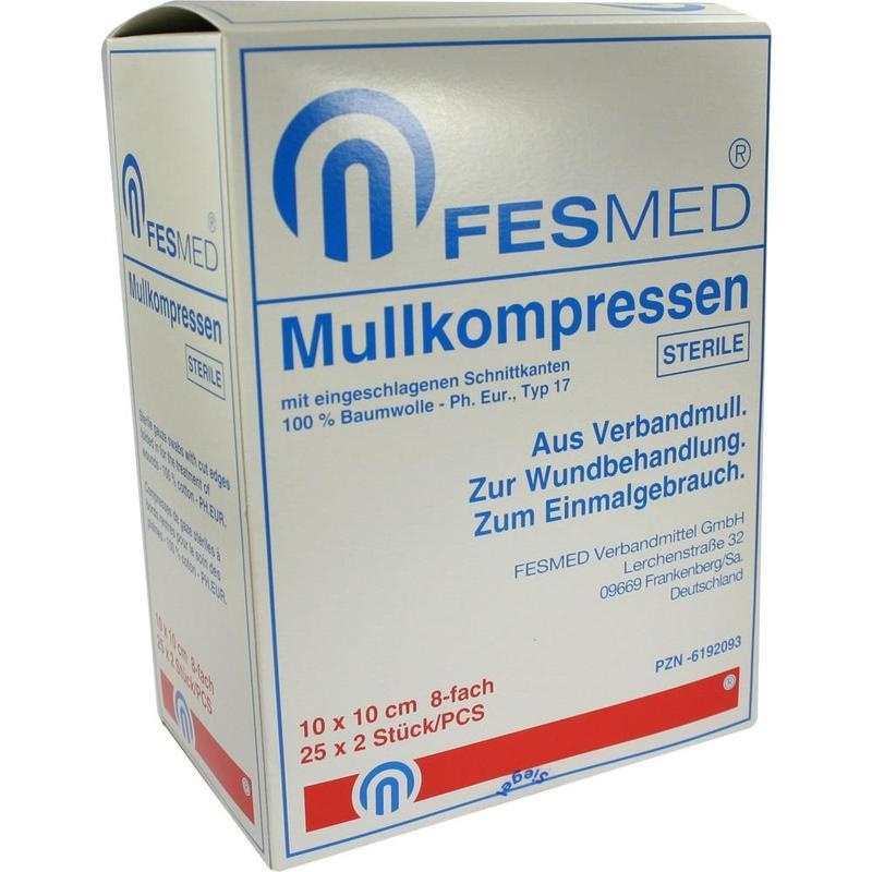 MULLKOMPRESSEN ES 10x10 cm steril 8fach