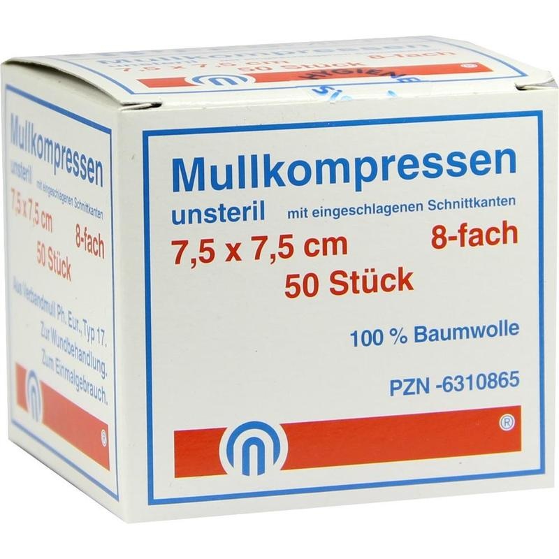 MULLKOMPRESSEN ES 7,5x7,5 cm unsteril 8fach