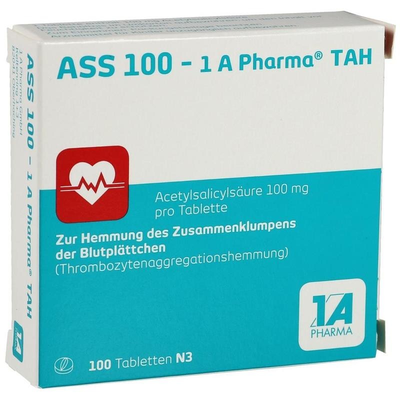 ASS 100 - 1 A Pharma® TAH zur Blutverdünnung & Vorbeugung von Herzinfarkt und Schlaganfall