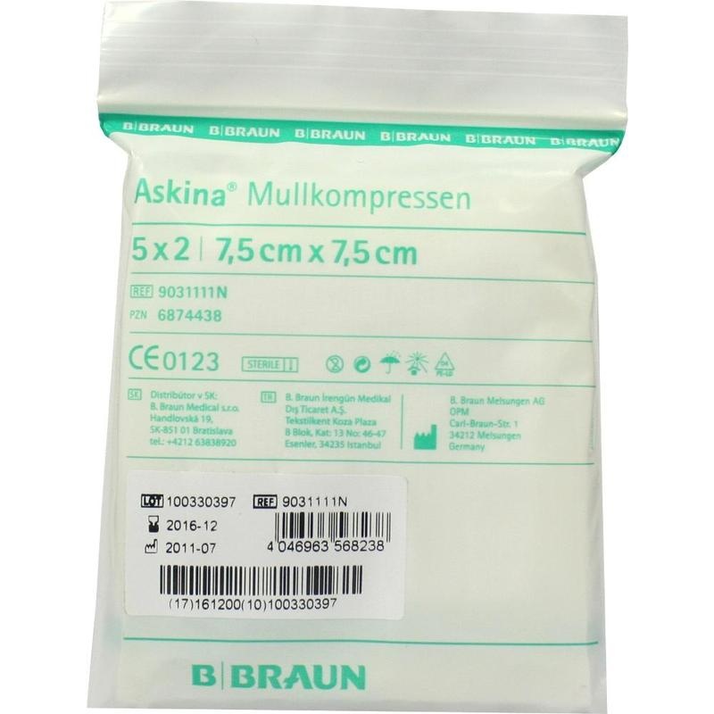 ASKINA Mullkompressen 7,5x7,5 cm steril