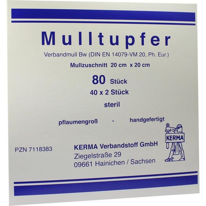 MULLTUPFER 20x20 cm pflaumengroß steril
