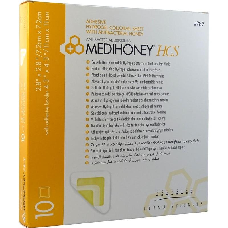 MEDIHONEY HCS Hydrogelverband 7,2x7,2 cm adhesiv