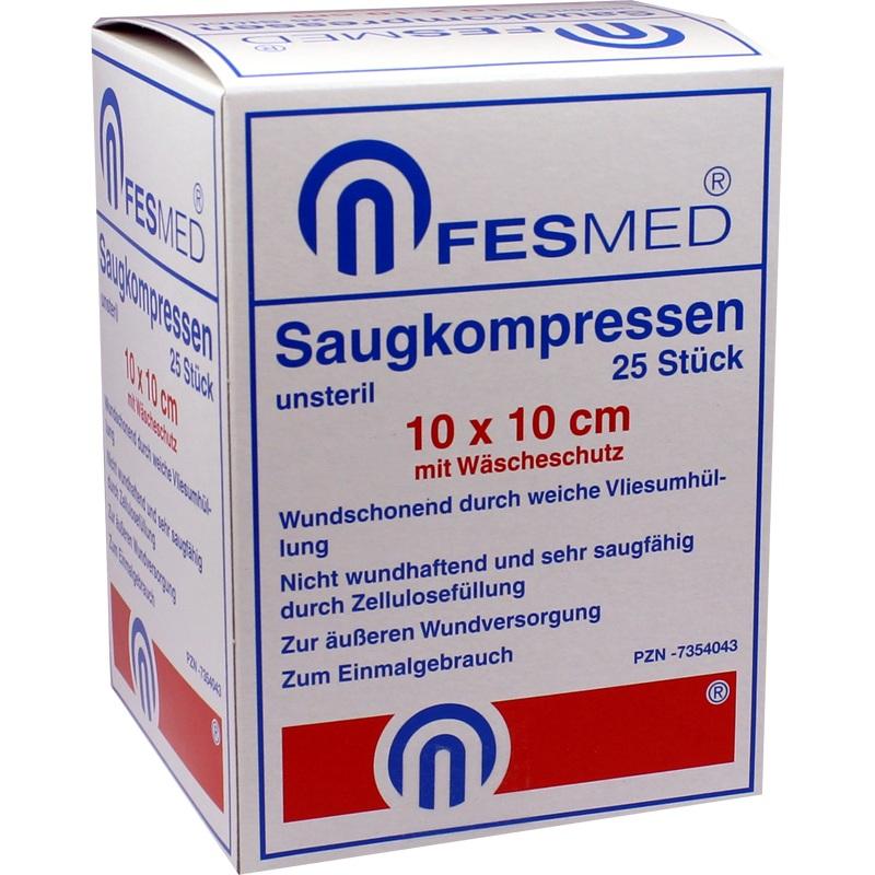SAUGKOMPRESSEN unsteril 10x10 cm