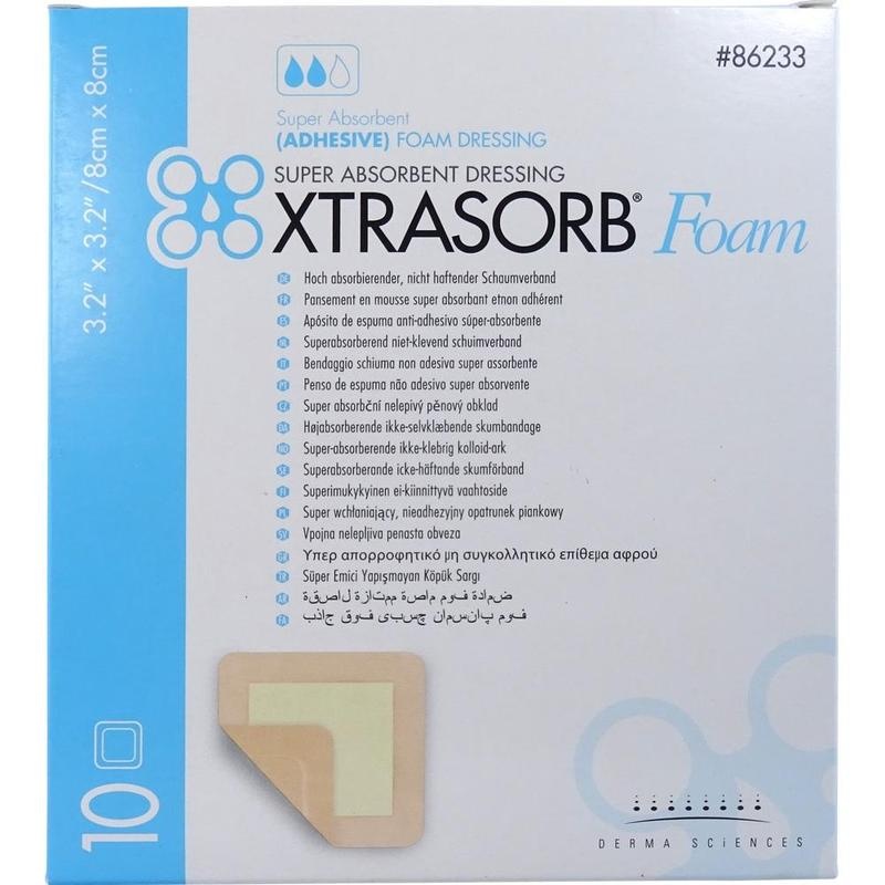 XTRASORB Foam Schaumverband 8x8 cm haftend