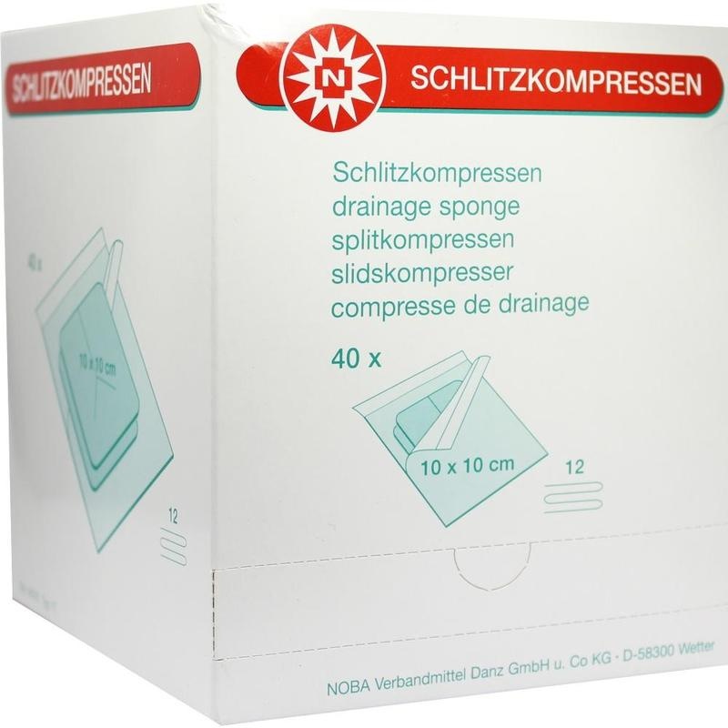 SCHLITZKOMPRESSEN Mull 10x10 cm steril 12fach