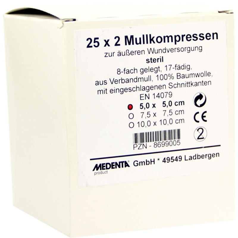 MULLKOMPRESSEN 5x5 cm steril 8fach