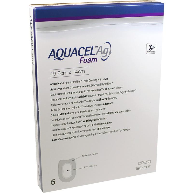 AQUACEL Ag Foam adhäsiv Ferse 14x19,8 cm Verband