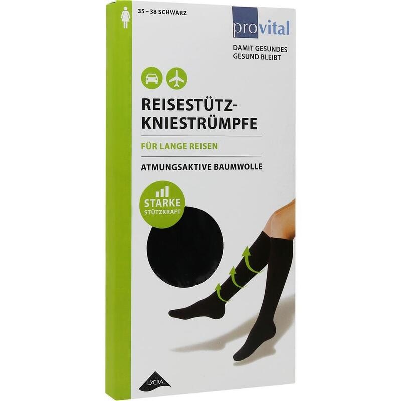 PROVITAL Reisekniestrümpfe Gr.35-38 schwar.Baumw.
