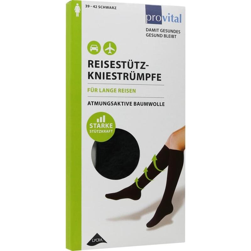 PROVITAL Reisekniestrümpfe Gr.39-42 schwar.Baumw.
