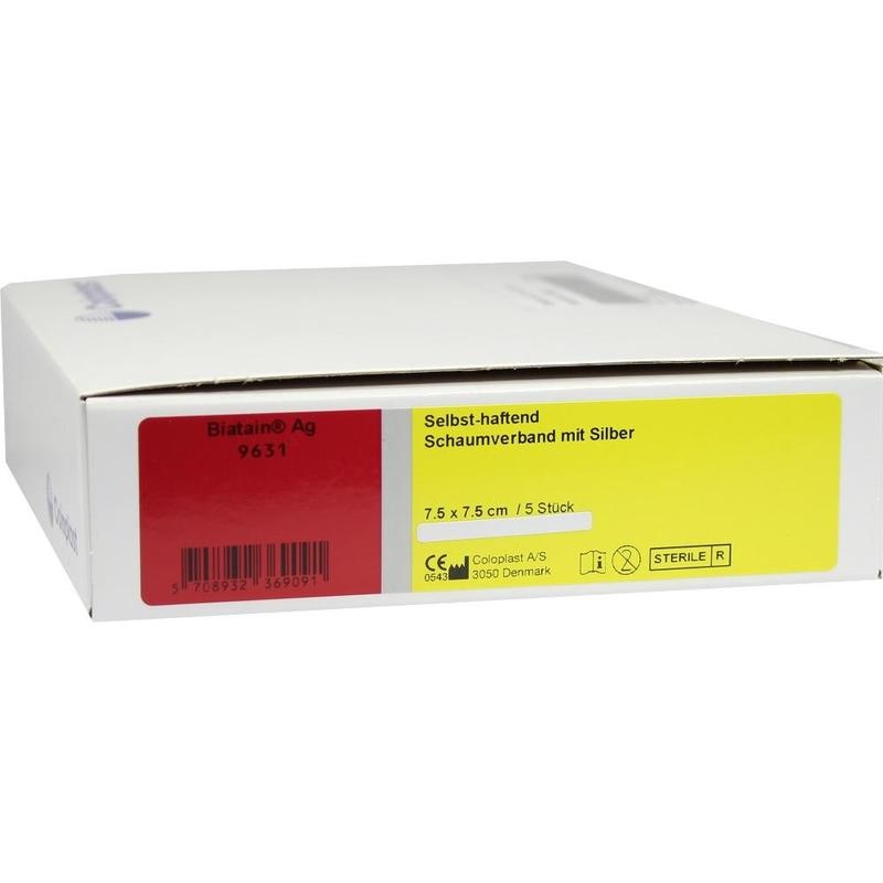 BIATAIN Ag Schaumverband 7,5x7,5 cm selbst haftend