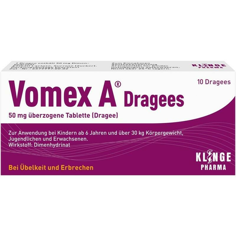 Vomex A 50 mg Dragees bei akuter Übelkeit, Erbrechen & Reisekrankheit