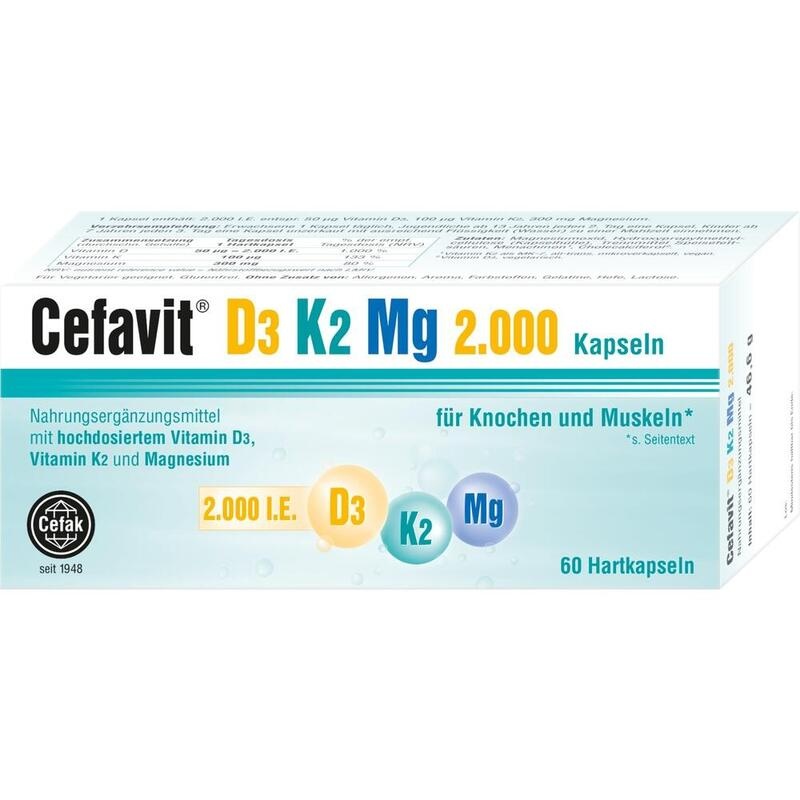 CEFAVIT D3 K2 Mg 2.000 I.E. Hartkapseln