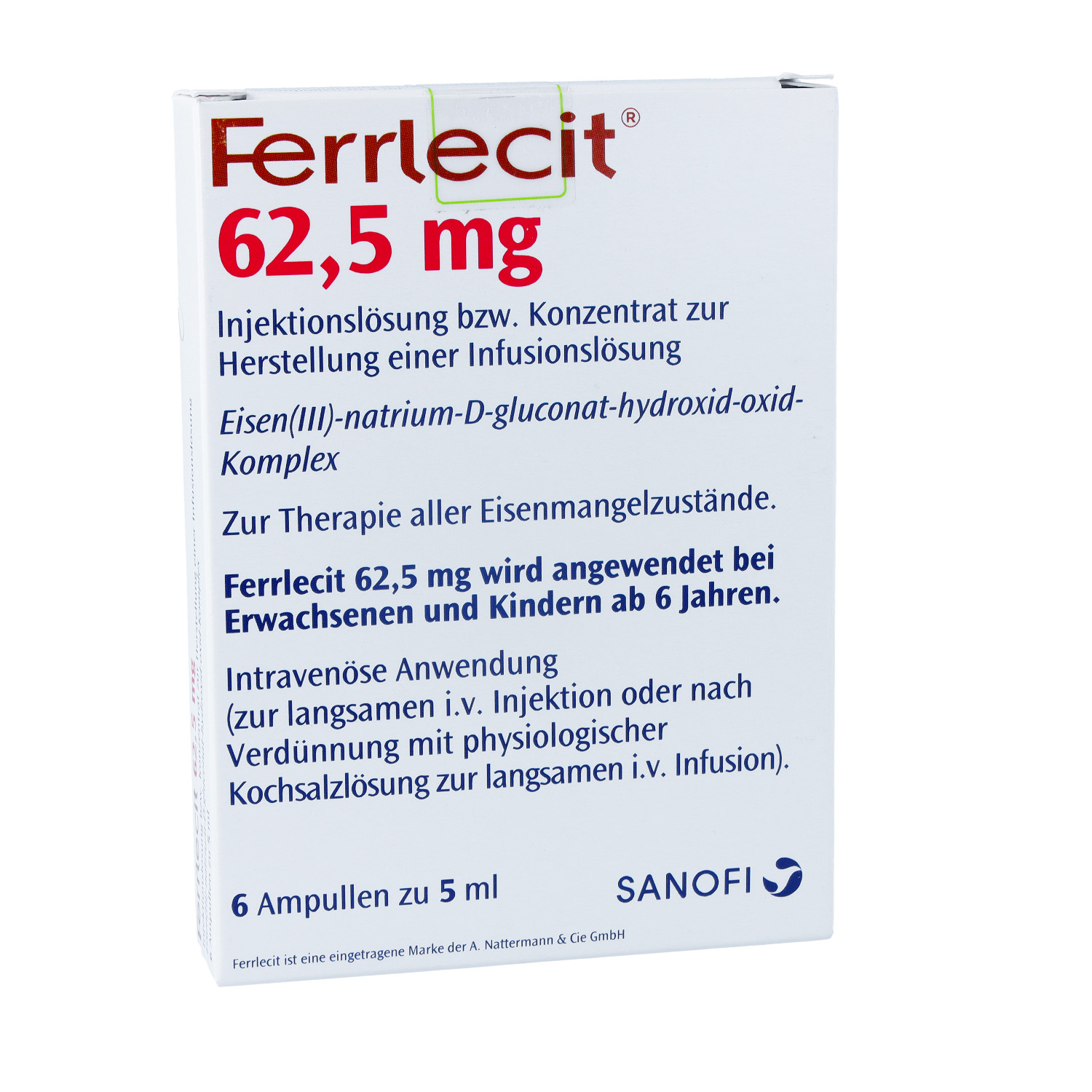 FERRLECIT 62,5 mg Inj.Lsg.bzw.Konz.Her.Inf.Lsg.Amp
