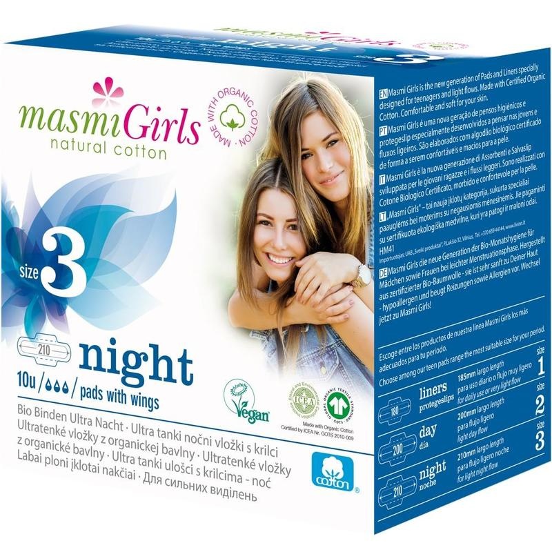 BIO BINDEN girls 3 ultra Nacht Bio Baumwolle MASMI