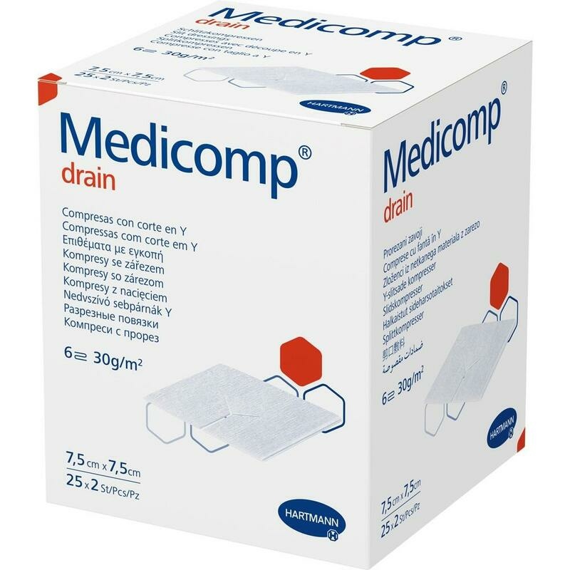MEDICOMP drain Schlitzkomp.steril 7,5x7,5 cm