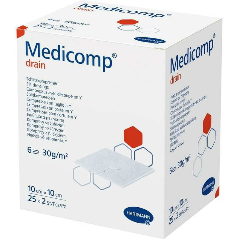 MEDICOMP drain Schlitzkomp.steril 10x10 cm 6fach