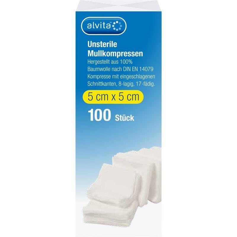 ALVITA Mullkompressen unsteril 5x5 cm
