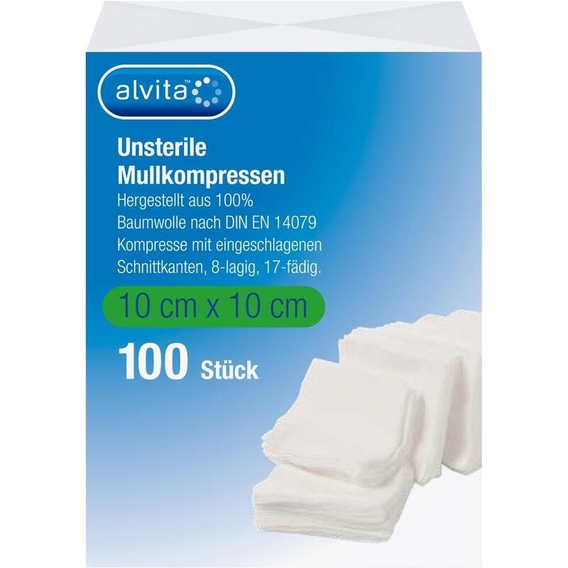 ALVITA Mullkompressen unsteril 10x10 cm