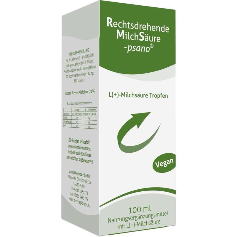 RECHTSDREHENDE Milchsäure psano RMS Tropfen