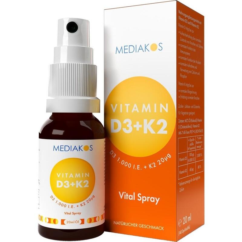 VITAMIN D3+K2 1000 I.E. 20 μg Mediakos Vital Spray