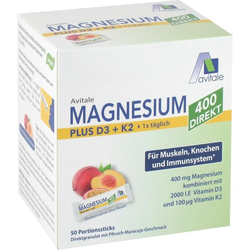MAGNESIUM 400+D3+K2 direkt Pfir.Maracu.Gra.Sticks